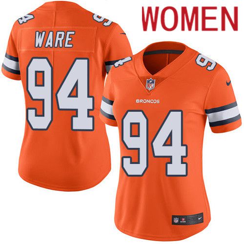 Women Denver Broncos #94 DeMarcus Ware Orange Nike Rush Vapor Limited NFL Jersey